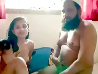 Old man and a sexy wife explore their sexual desires in a steamy online video